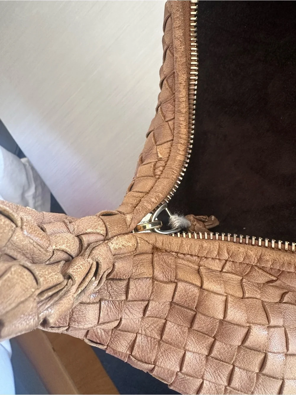 Bottega Veneta Intrecciato Hobo Bag Tan